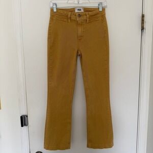 PAIGE Colette Crop Flare Pants Ochre Yellow Size 26 High Rise Cotton Blend